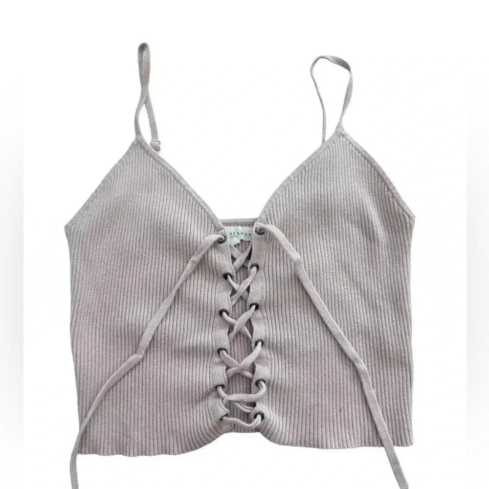 L.A. Hearts Lace-Up Crop Tank Top, Size One Size